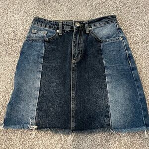 BDG Two-Tone Denim Mini Skirt with Frayed Hem Size XS